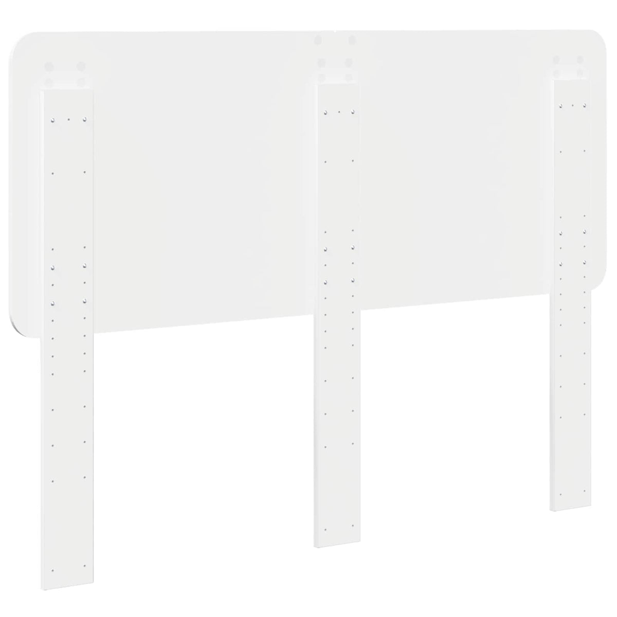 The back of the white engineered wood headboard, showing its fixing points
