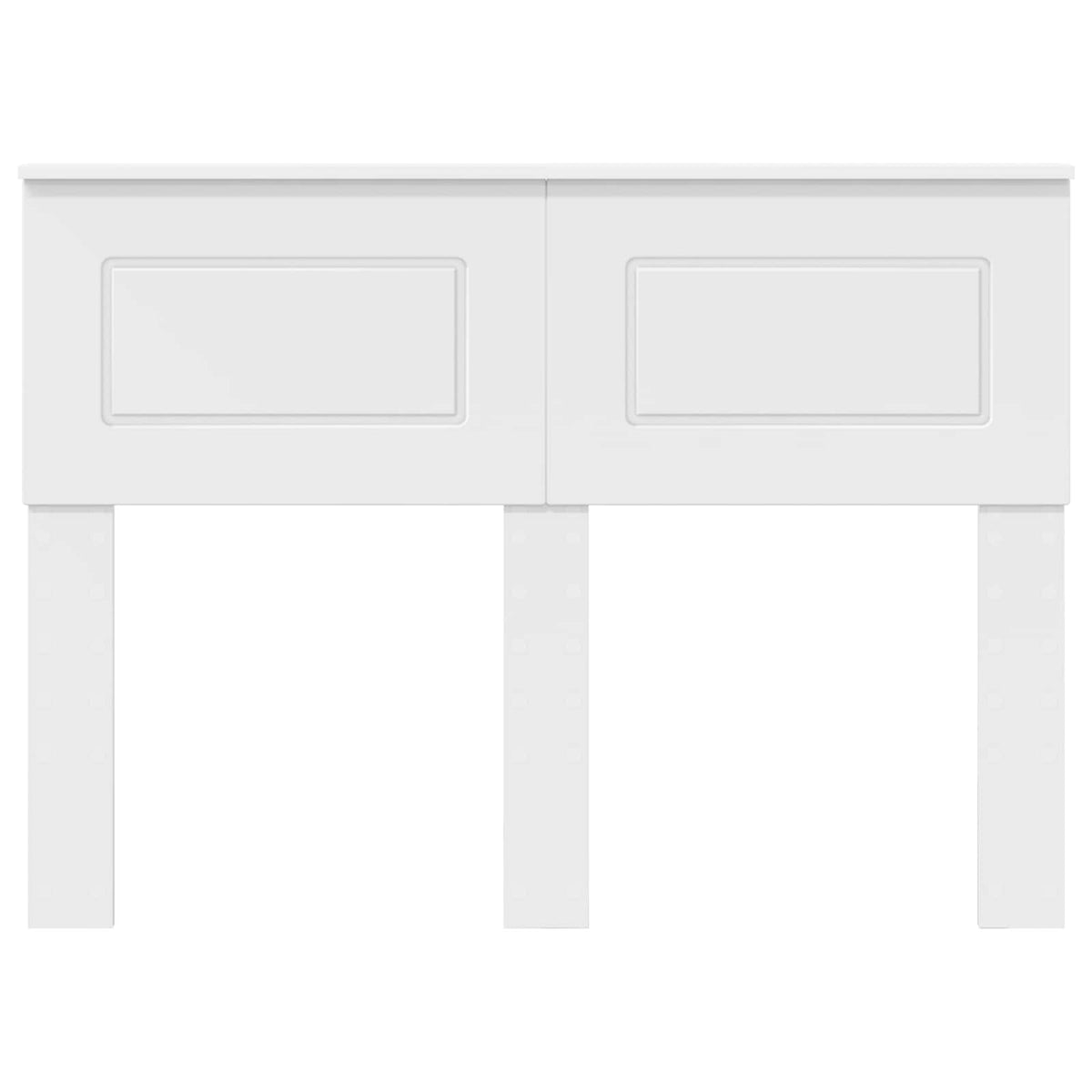 The white engineered wood headboard with two panelled sections and a flat top edge