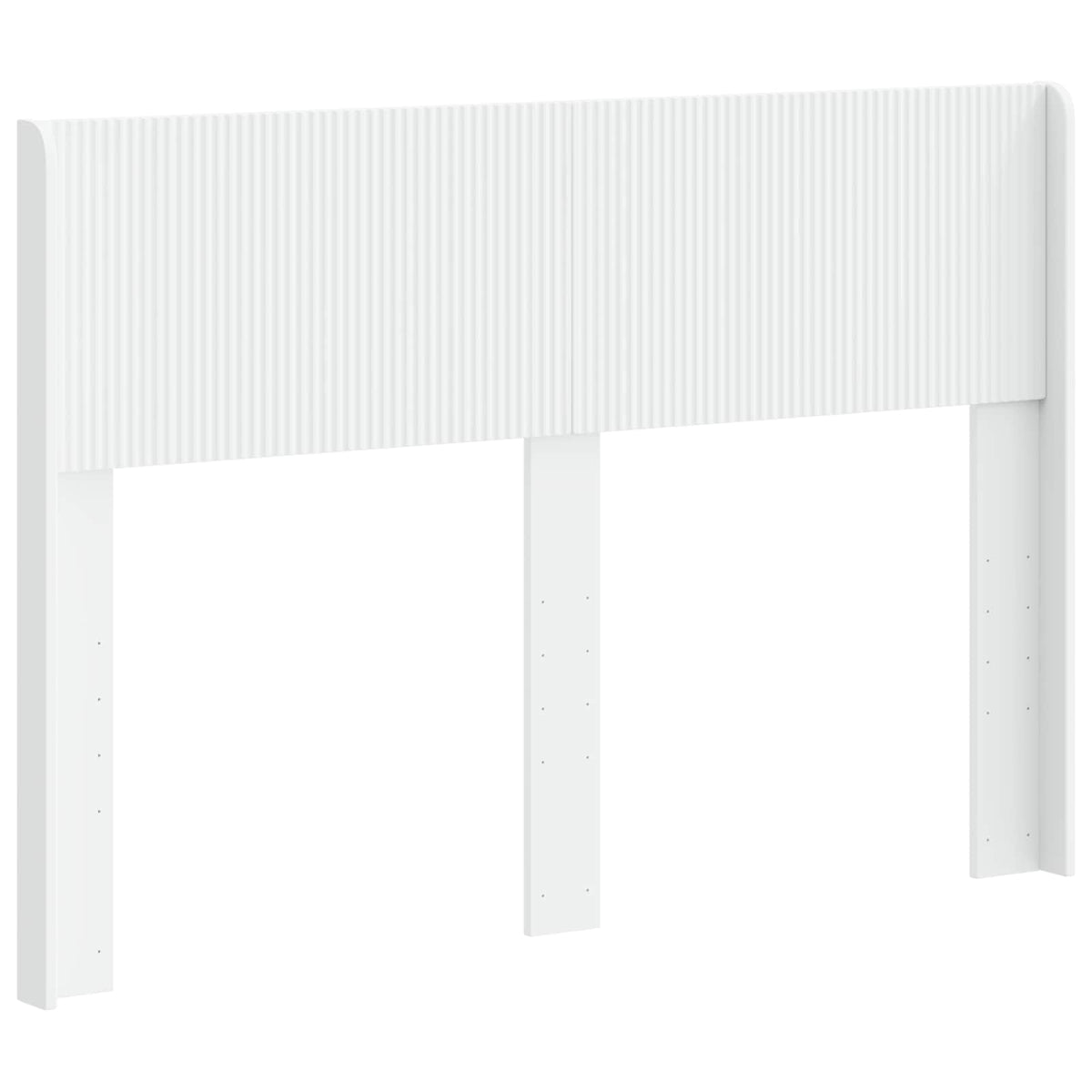 The white headboard with vertical ribbed detailing and side panels
