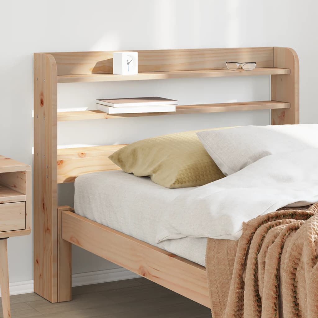 Headboard with Shelves 90 cm Solid Wood Pine Natural 100 x 16 x 82 cm