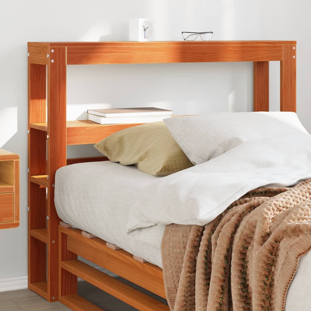 Headboard with Shelves 90 cm Solid Wood Pine Wax brown 81 x 19 x 82 cm