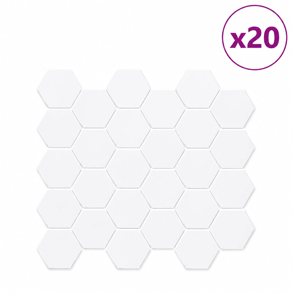 White hexagon decorative stickers, 20 pieces included