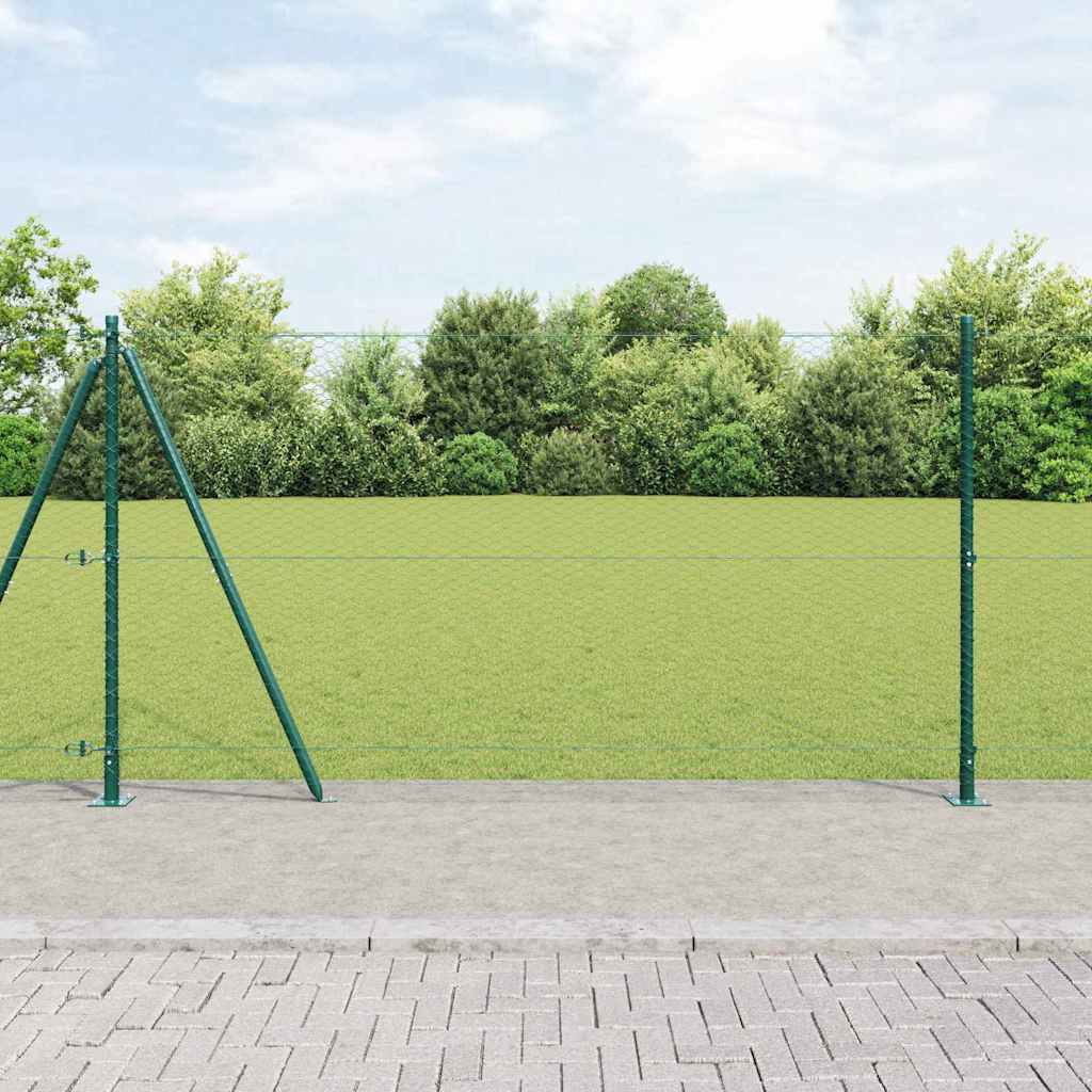 Hexagonal Fence with Concrete Base 10 x 1 m PVC-Coated Steel Length 10 m Green Mesh size 25 mm mesh 1.2 m