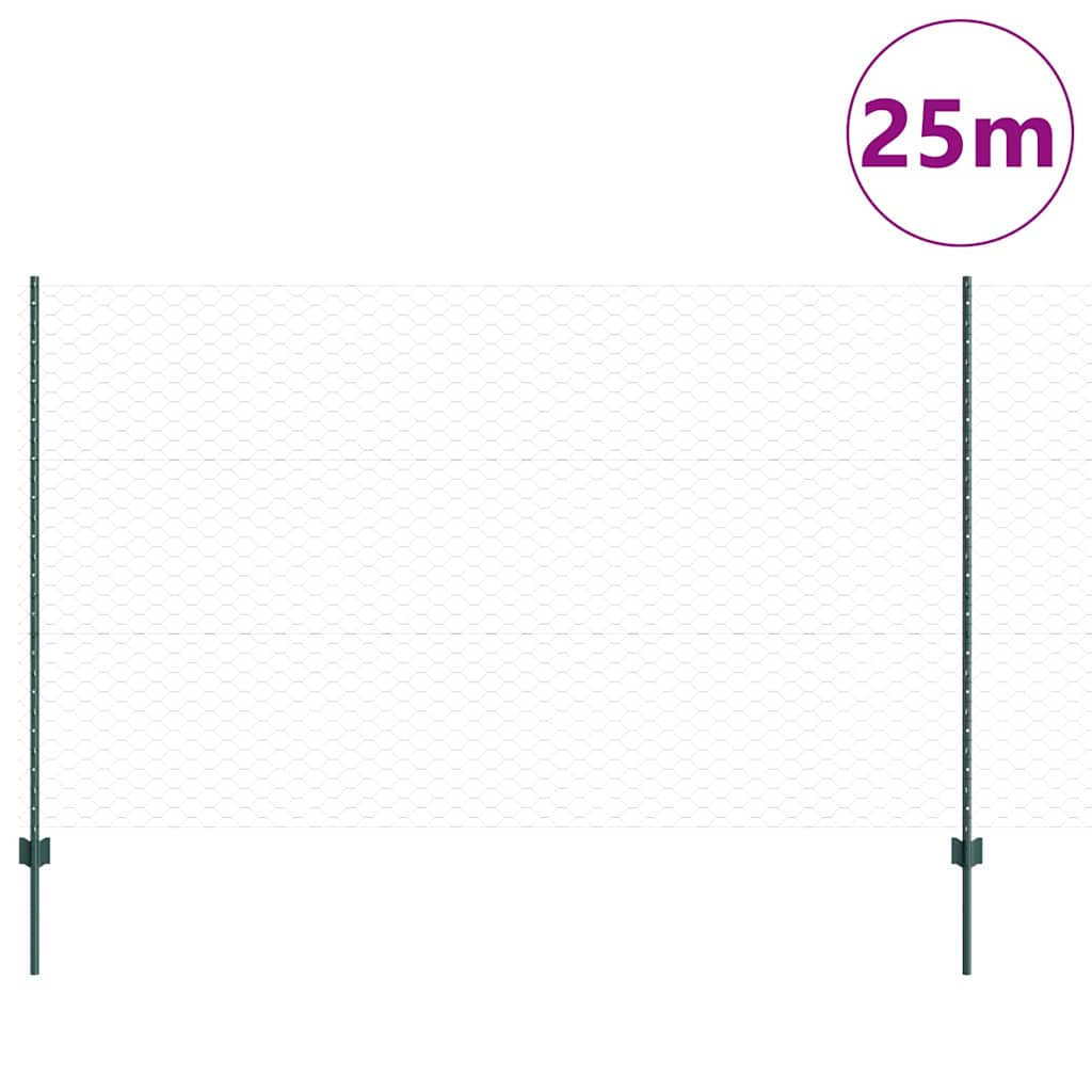The hexagonal fence panels with a circular graphic indicating length