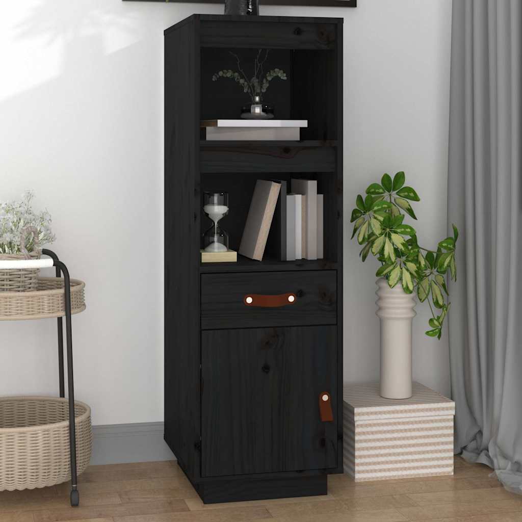 Highboard 34x40x108,5 cm Solid Wood Pine Black