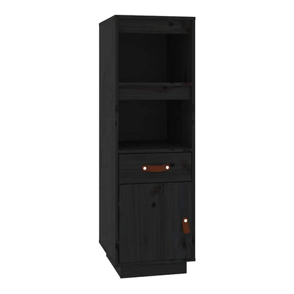 The black pine wood highboard with a drawer and cupboard door