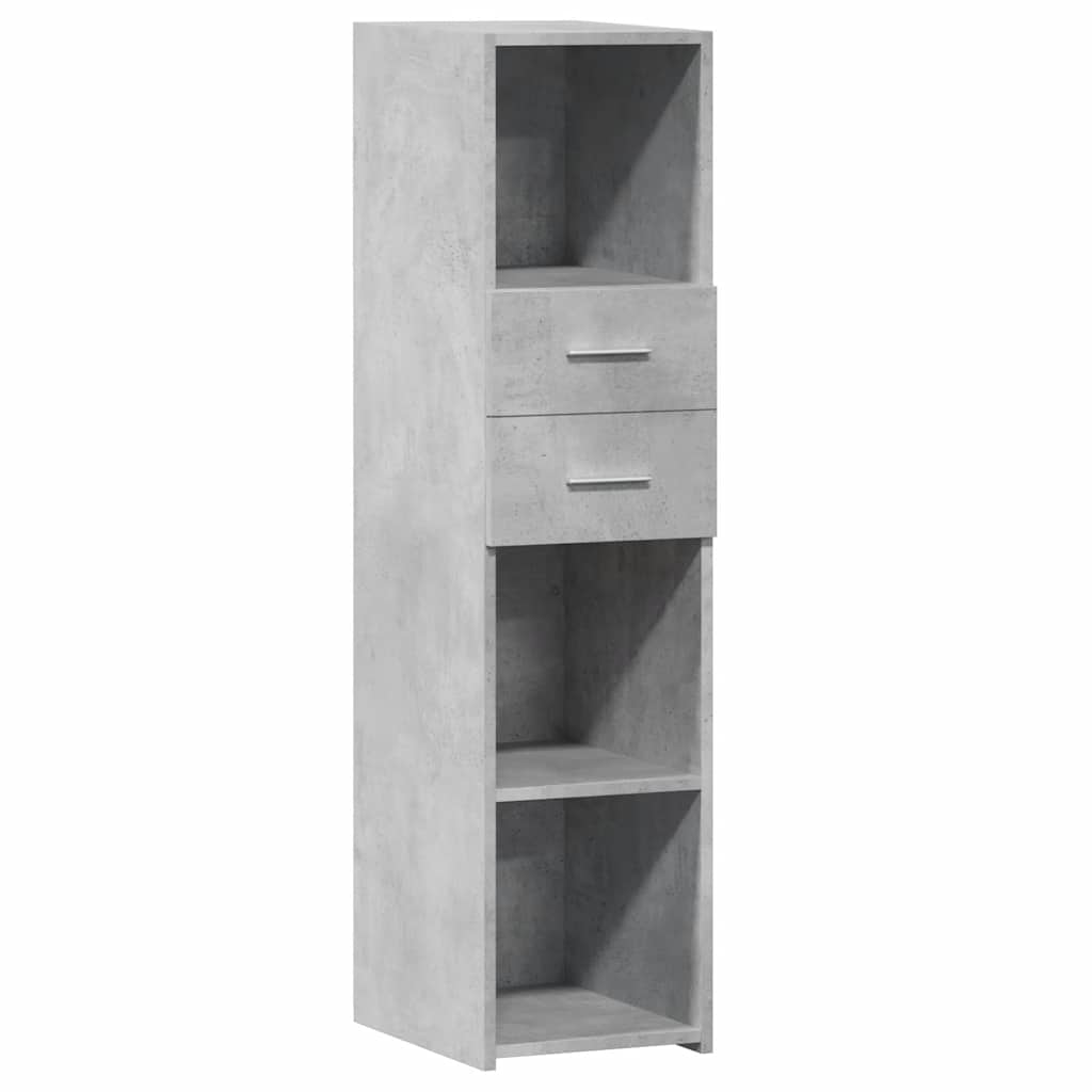 the tall highboard with two drawers and open shelves shown from a high angle