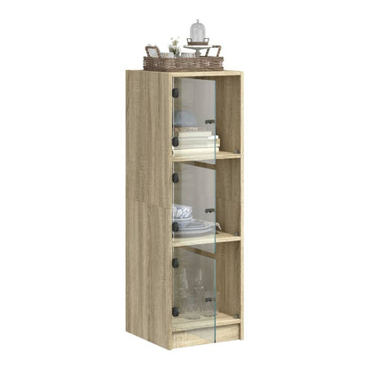 the buffets & sideboards with a glass door slightly ajar, revealing the interior shelves