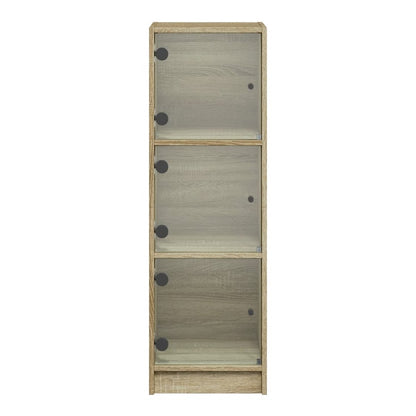 the buffets & sideboards, a tall narrow cabinet with three glass doors and internal shelves
