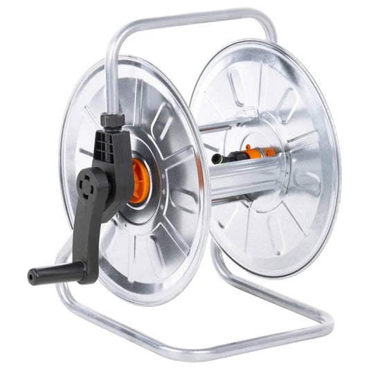 vidaXL Hose Reel Wall Mounted for 50 m 1/2" Hose Steel with a black winding handle