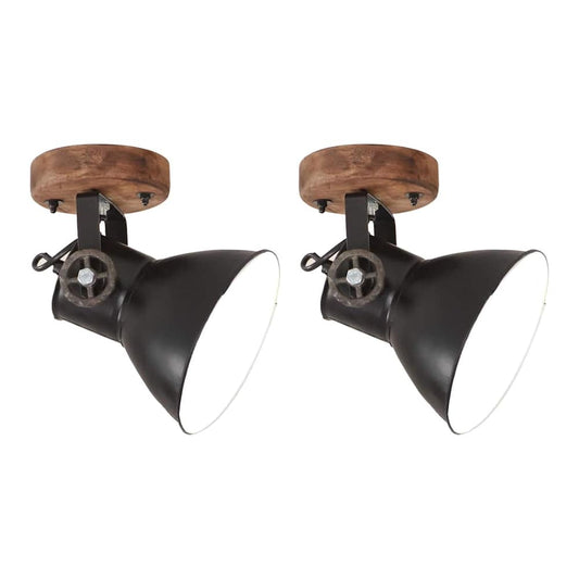 Industrial Wall Lamp 65x25 cm E27 Black 2 x single lamp