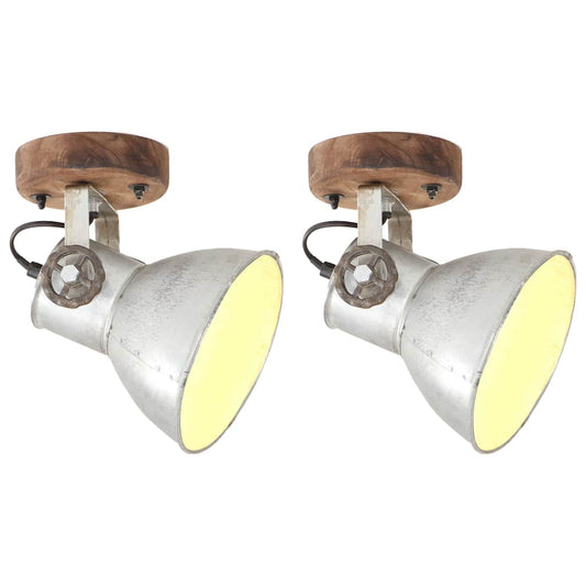 Industrial Wall Lamp 65x25 cm E27 Silver 2 x single lamp