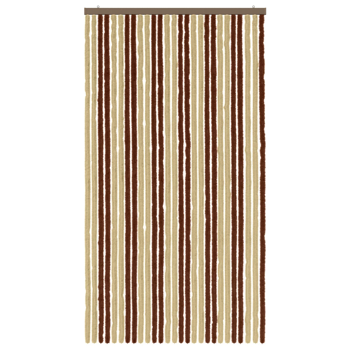 The brown and beige chenille insect screen hanging against a white background