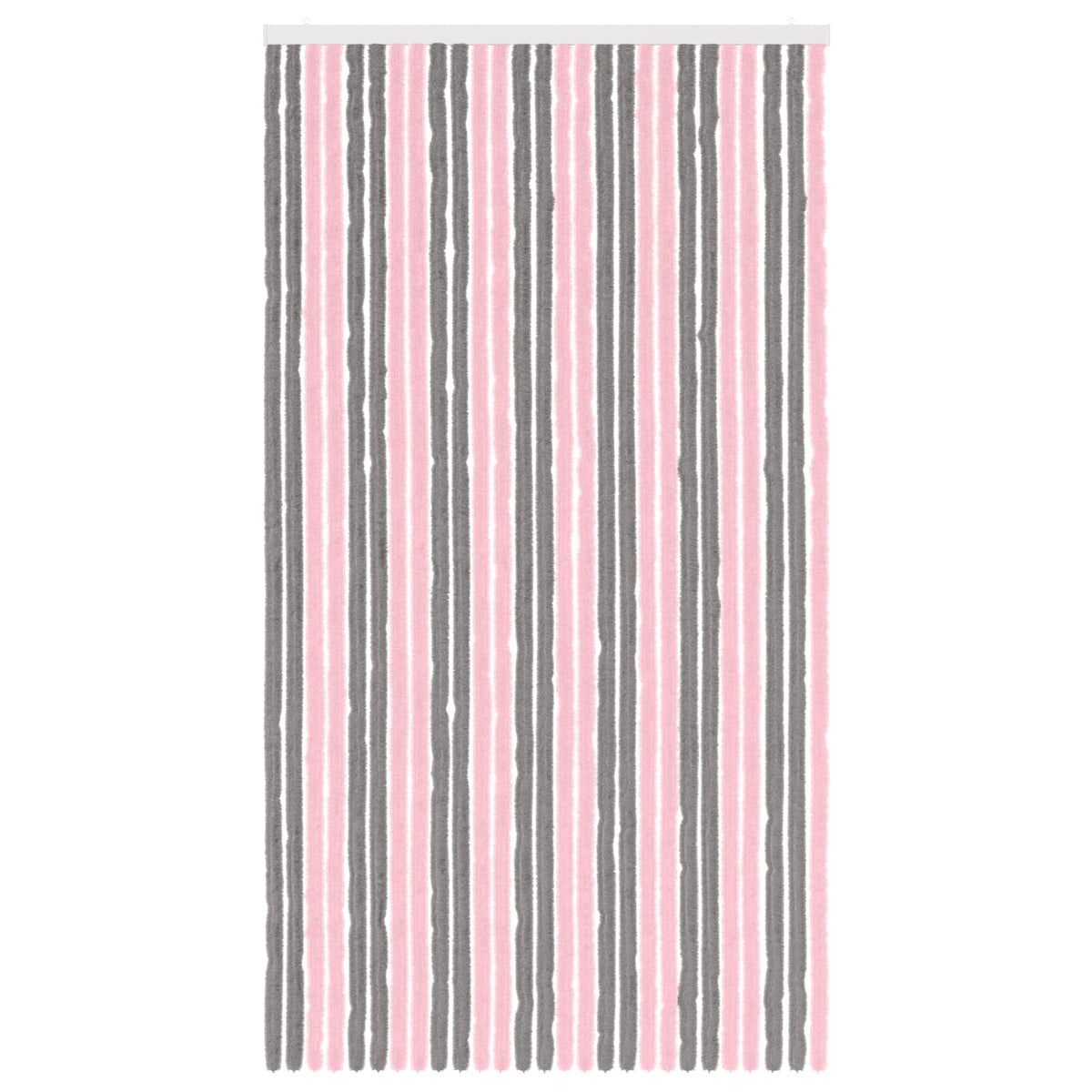 The insect screen shows alternating pink and grey strands hanging straight down