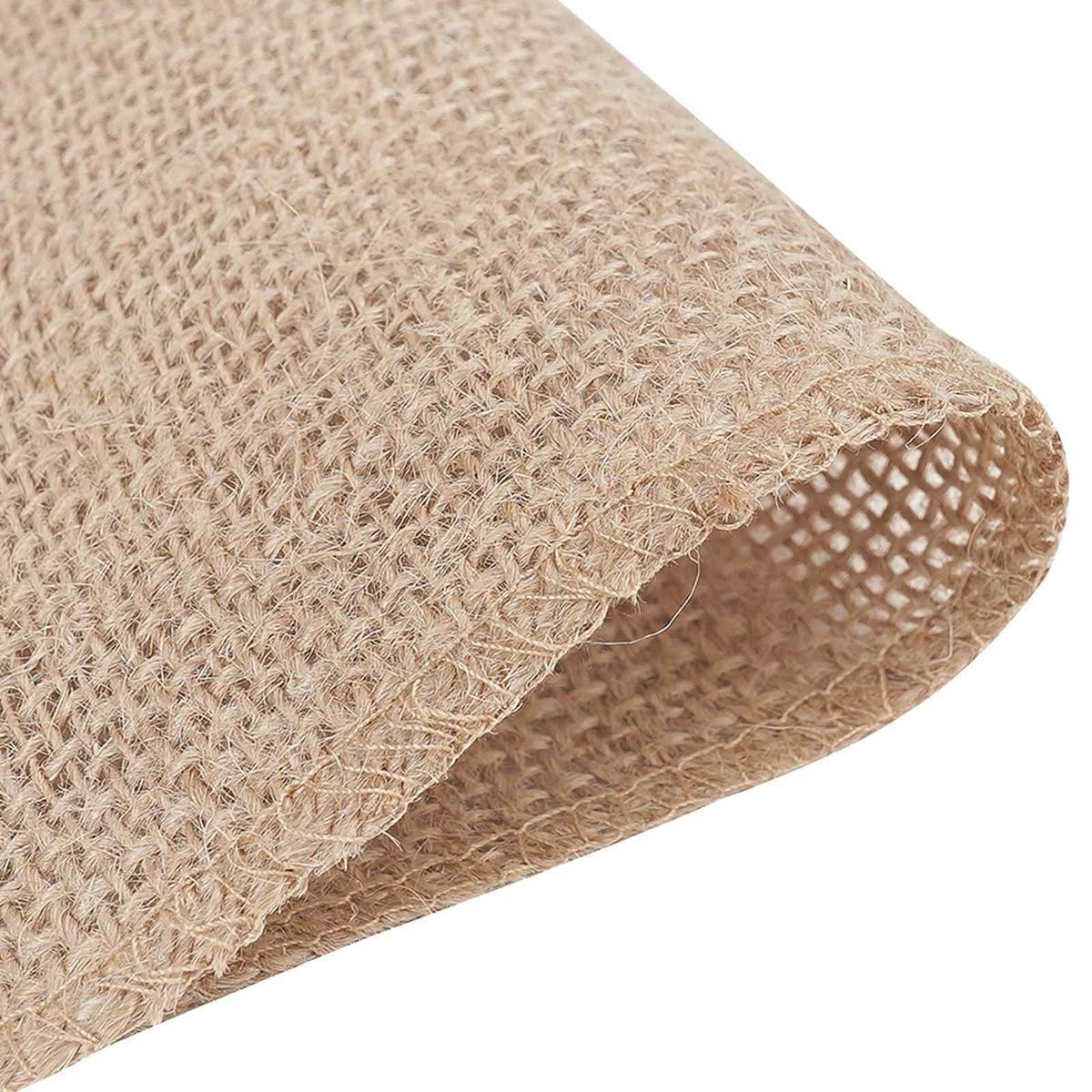the jute roll edge folded over to display the thickness and the stitched hem detail