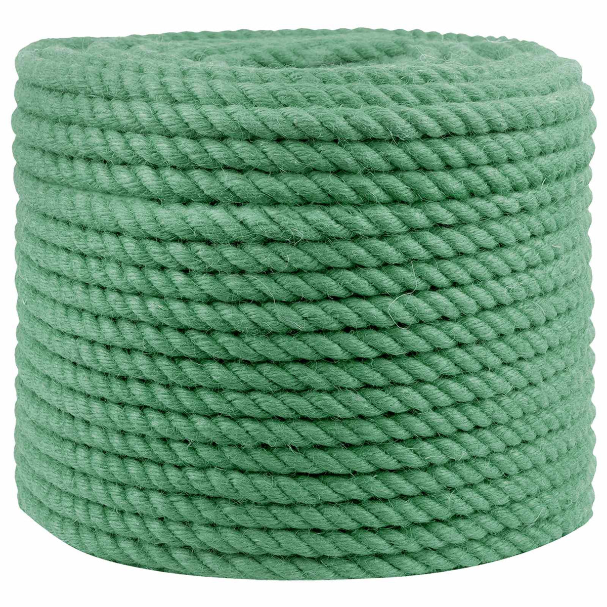 A large roll of green jute rope, 10 mm thick, showing the texture