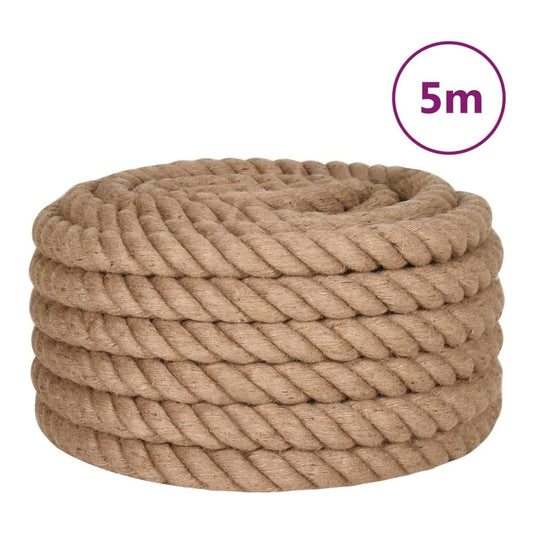 A coiled length of thick jute rope with a 5m indication