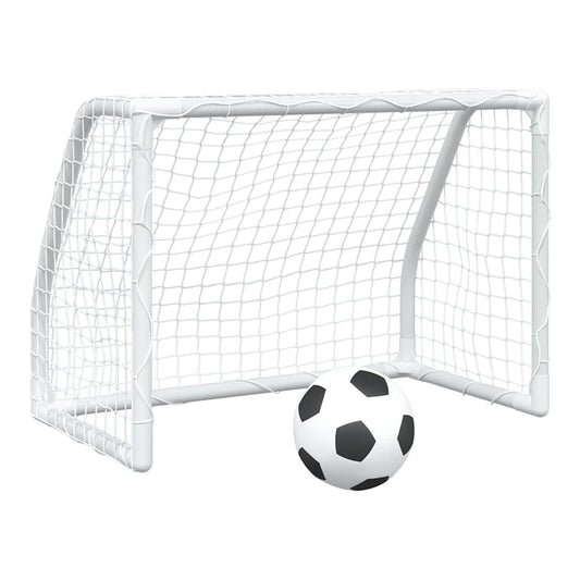 kids football goal with a ball in front of it on grass