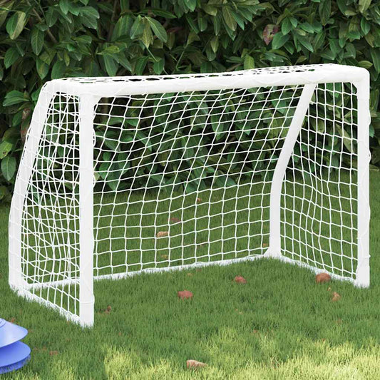 vidaXL Kids'Football Goals 2 pcs with Ball White Metal set up on grass