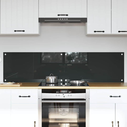 vidaXL Kitchen Backsplash 2 pcs Dark Grey Tempered Glass installed above a hob