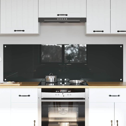 vidaXL Kitchen Backsplash 2 pcs Dark Grey Tempered Glass installed behind a hob