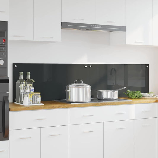 vidaXL Kitchen Backsplash 2 pcs Dark Grey Tempered Glass installed behind a hob