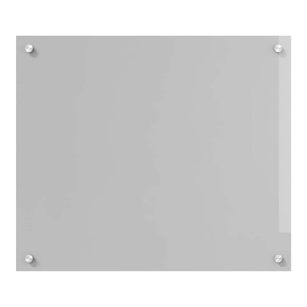 A single light grey tempered glass kitchen backsplash shown flat