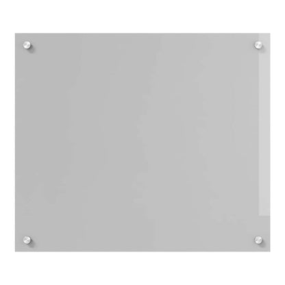 A single light grey tempered glass kitchen backsplash shown flat