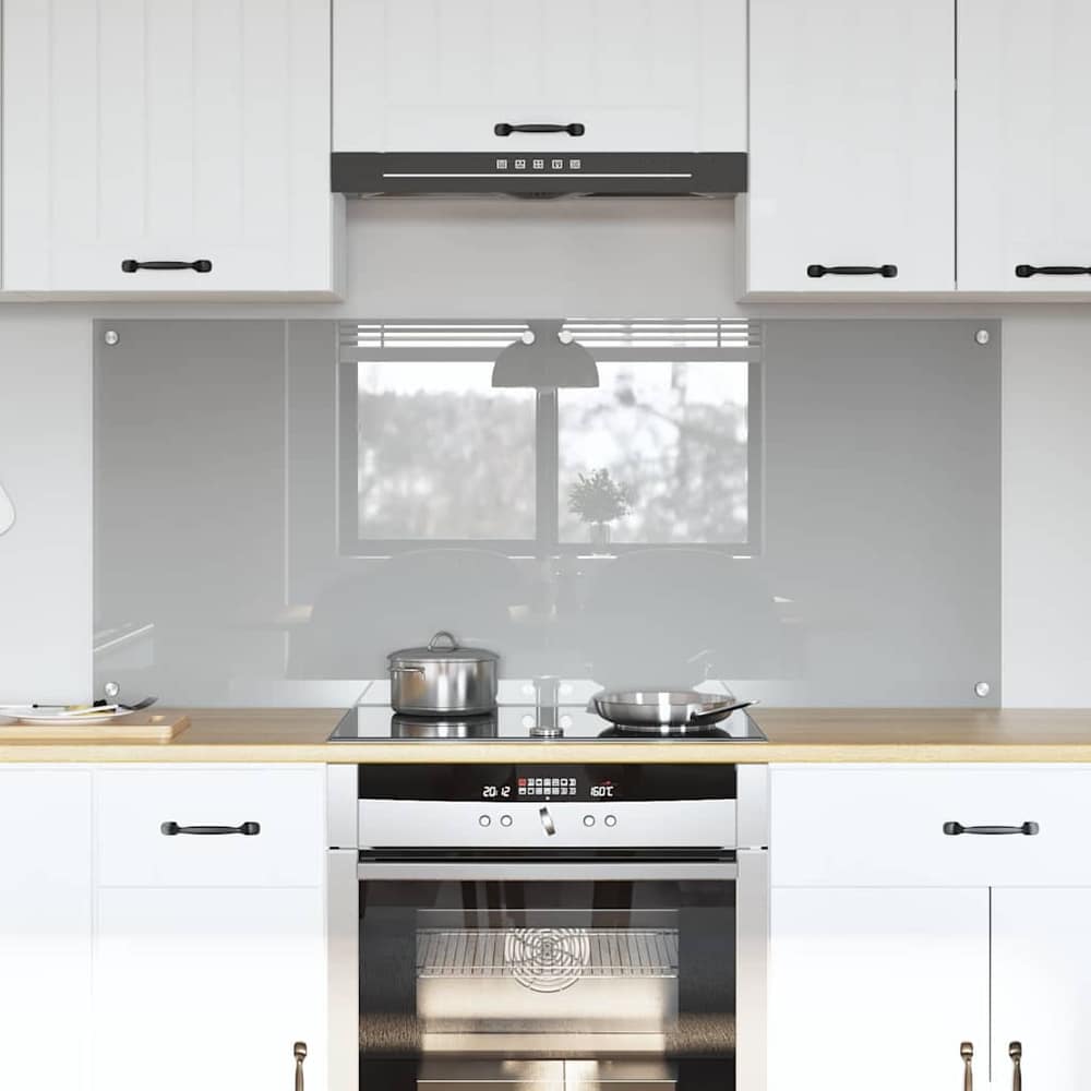 vidaXL Kitchen Backsplash 2 pcs Light Grey Tempered Glass fitted behind a hob