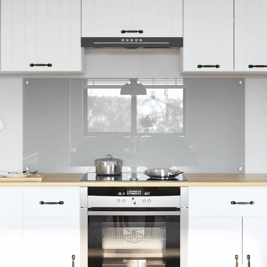 vidaXL Kitchen Backsplash 2 pcs Light Grey Tempered Glass fitted behind a hob