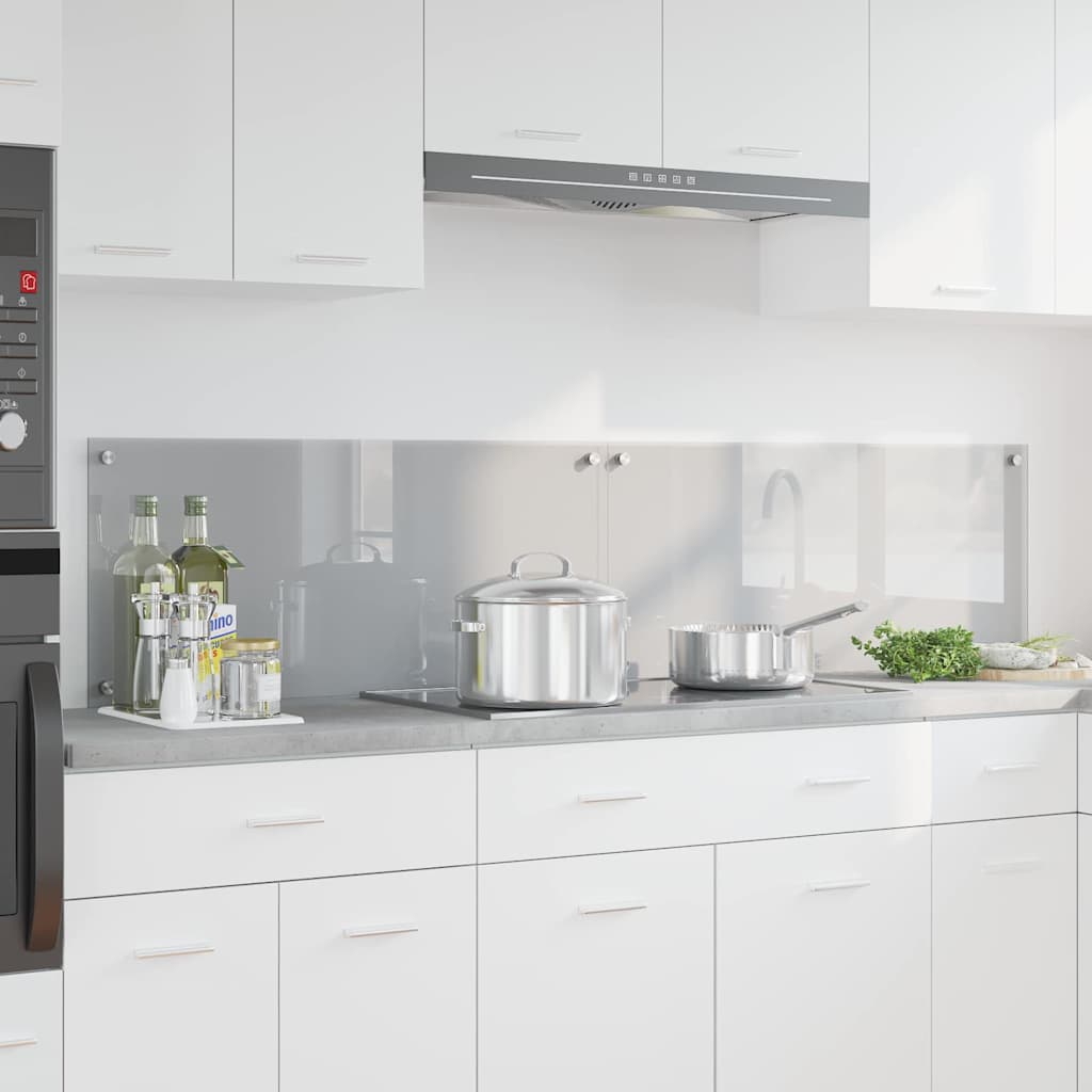 vidaXL Kitchen Backsplash 2 pcs Light Grey Tempered Glass installed behind a hob