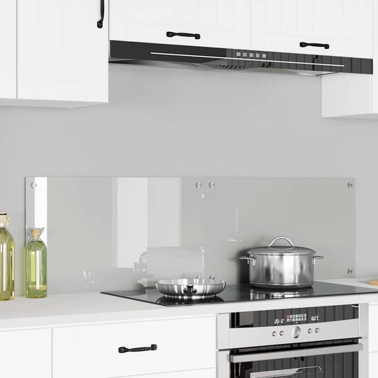 vidaXL Kitchen Backsplash 2 pcs Transparent Tempered Glass installed behind a modern kitchen hob