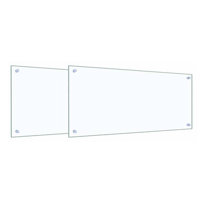 Two transparent tempered glass backsplashes shown side by side