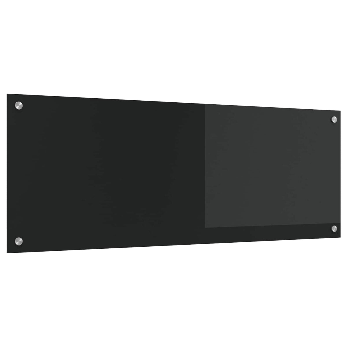 vidaXL Kitchen Backsplash Black Tempered Glass shown from a slightly angled perspective