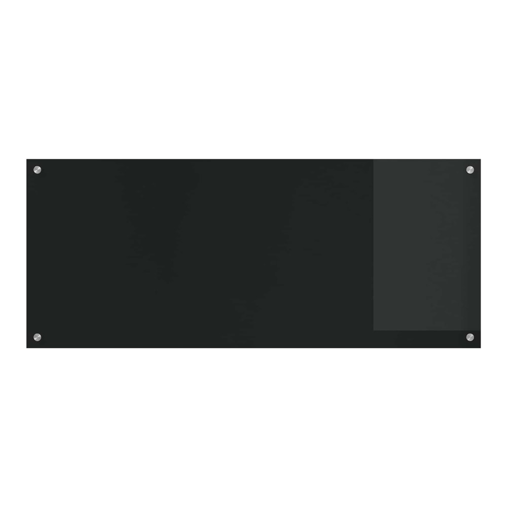 the black kitchen backsplash, showing a slightly lighter rectangular area on the right side