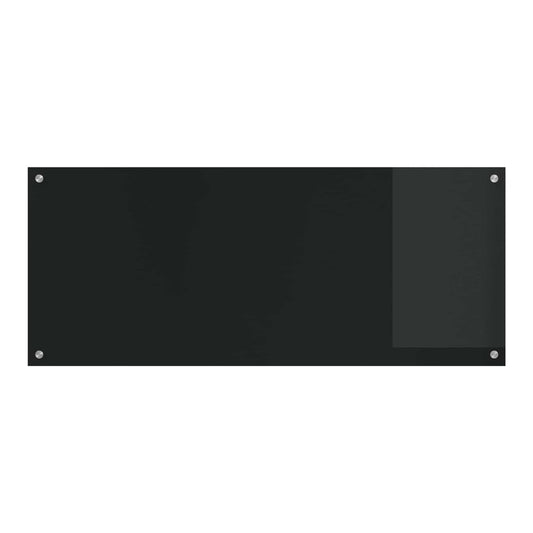 the black kitchen backsplash, showing a slightly lighter rectangular area on the right side
