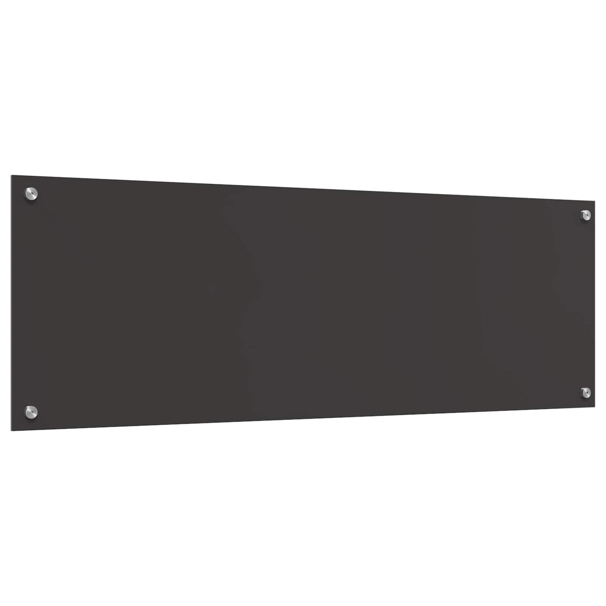 the kitchen backsplash showing the smooth dark grey surface and corner fixings