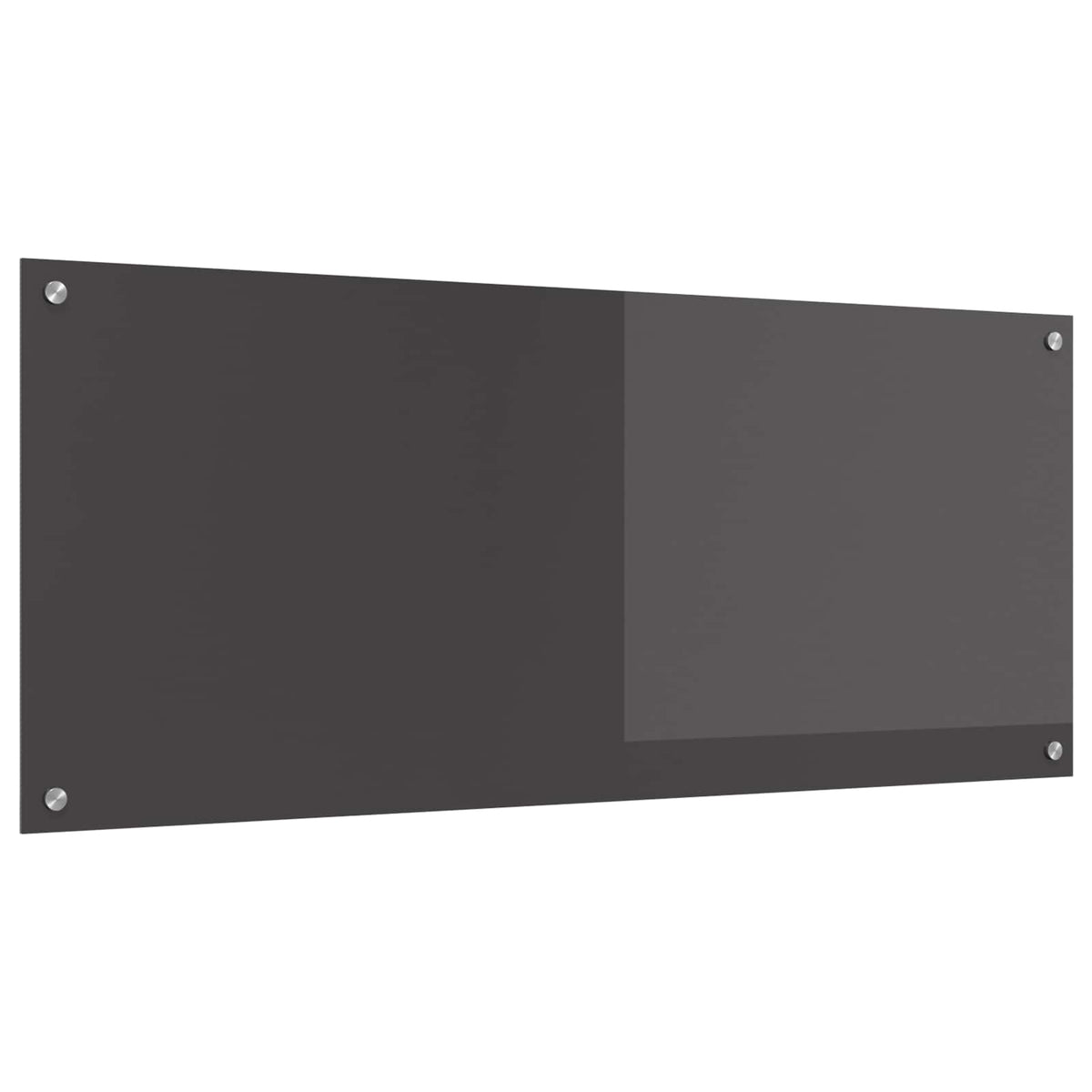 vidaXL Kitchen Backsplash Dark Grey Tempered Glass, a plain dark grey rectangular panel with four silver screws