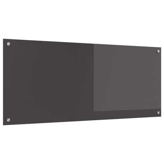 vidaXL Kitchen Backsplash Dark Grey Tempered Glass, a plain dark grey rectangular panel with four silver screws