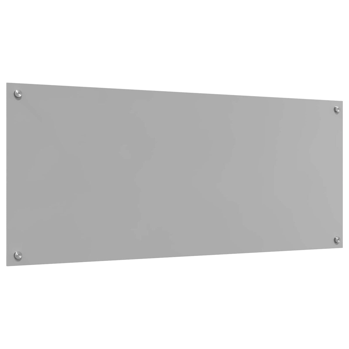 the kitchen backsplash featuring a smooth light grey surface and corner fixings