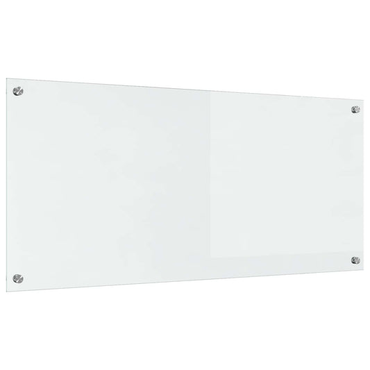 vidaXL Kitchen Backsplash Transparent Tempered Glass shown from an angled perspective