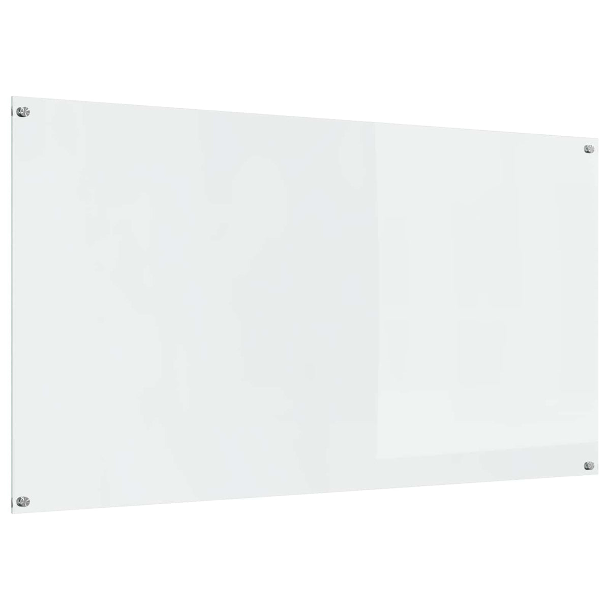 vidaXL Kitchen Backsplash Transparent Tempered Glass, a clear glass panel with four screw mounts