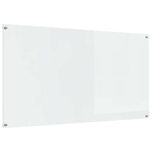 vidaXL Kitchen Backsplash Transparent Tempered Glass, a clear glass panel with four screw mounts
