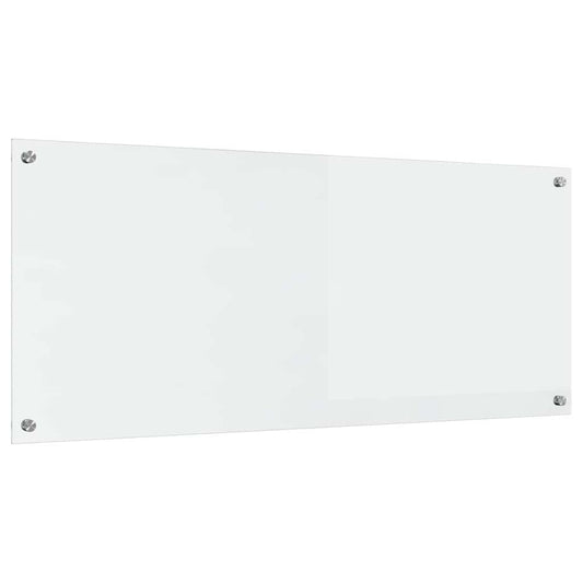 Transparent tempered glass kitchen backsplash mounted on a wall