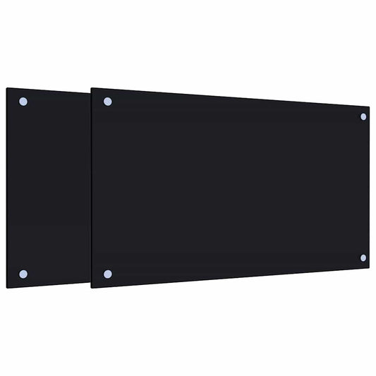 the kitchen backsplashes shown as a pair of rectangular black panels with mounting holes