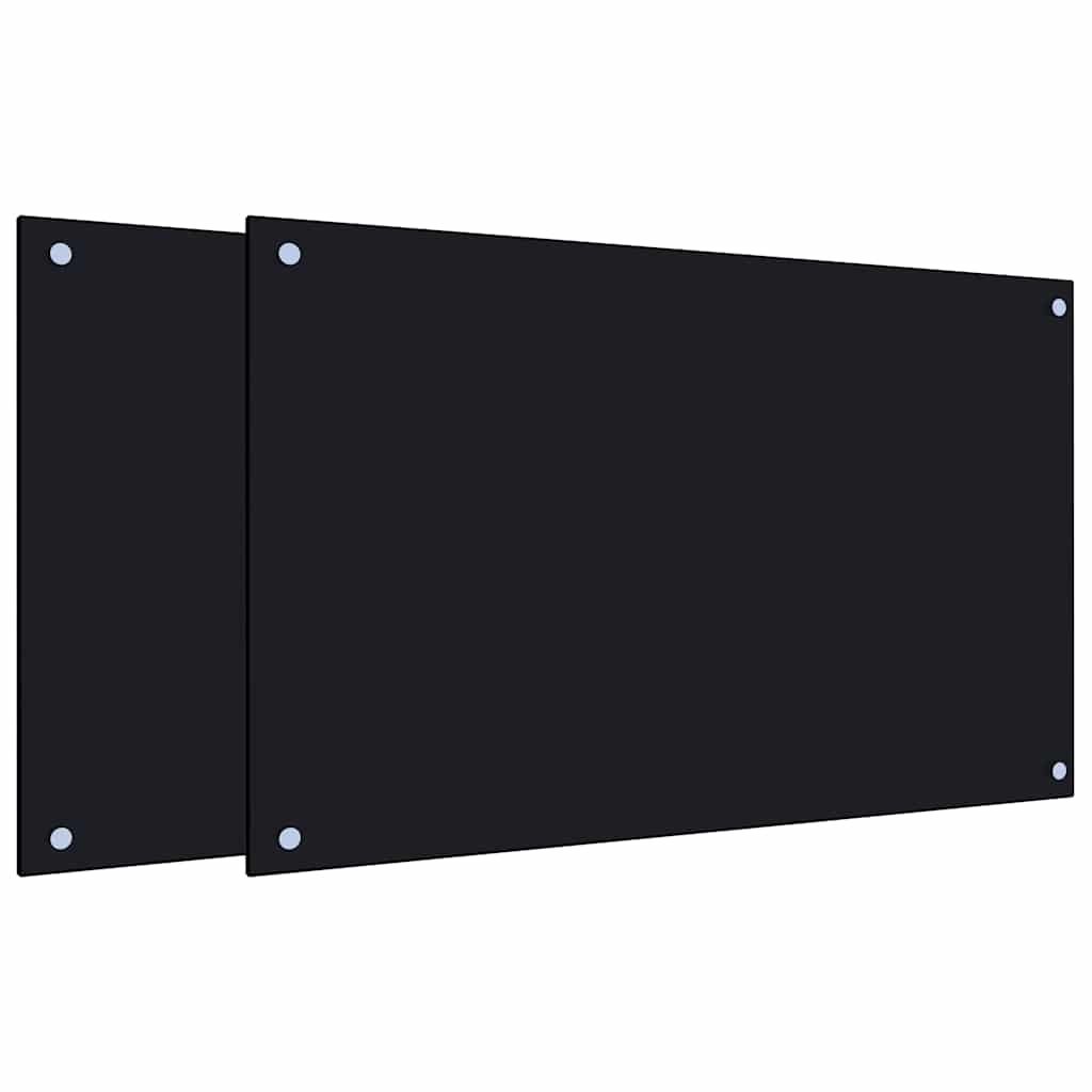 Two black tempered glass backsplashes shown together