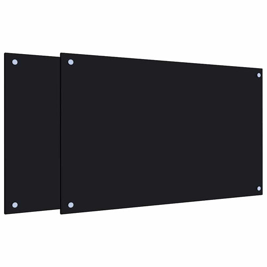 Two black tempered glass backsplashes shown together