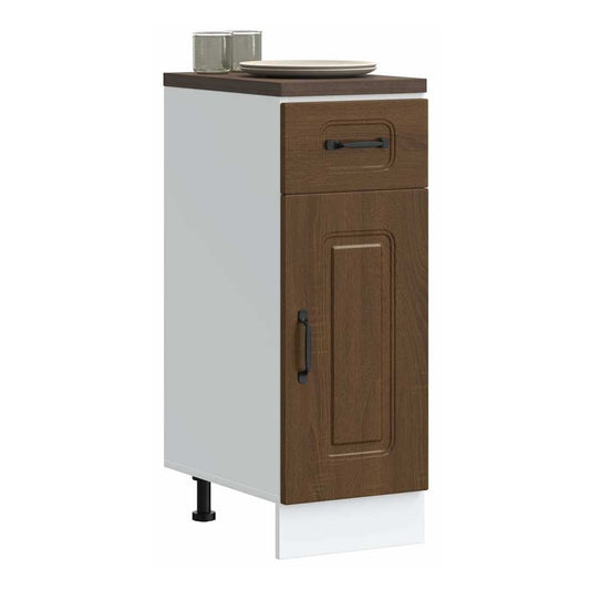 Kitchen Base Cabinet "Kalmar" Engineered Wood Brown oak 1x bottom cabinet (1 door 1 drawer) 30 cm wide 81.5 cm high–1x wall cabinet (1 door) 40 cm wide 60 cm high 1x bottom cabinet (1 door 1 drawer) 30 cm wide 81.5 cm high