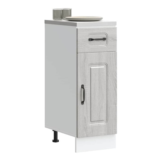 Kitchen Base Cabinet "Kalmar" Engineered Wood Grey sonoma 1x bottom cabinet (1 door 1 drawer) 30 cm wide 81.5 cm high–1x wall cabinet (1 door) 30 cm wide 100 cm high 1x bottom cabinet (1 door 1 drawer) 30 cm wide 81.5 cm high