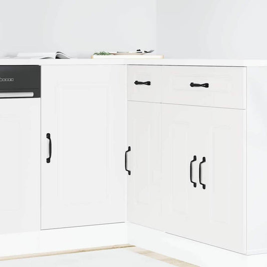 Kitchen Base Cabinet "Kalmar" Engineered Wood White 1x bottom cabinet (1 door 1 drawer) 30 cm wide 81.5 cm high–1x wall cabinet (1 door) 30 cm wide 100 cm high 1x corner bottom cabinet (1 door) 86 cm wide 81.5 cm high